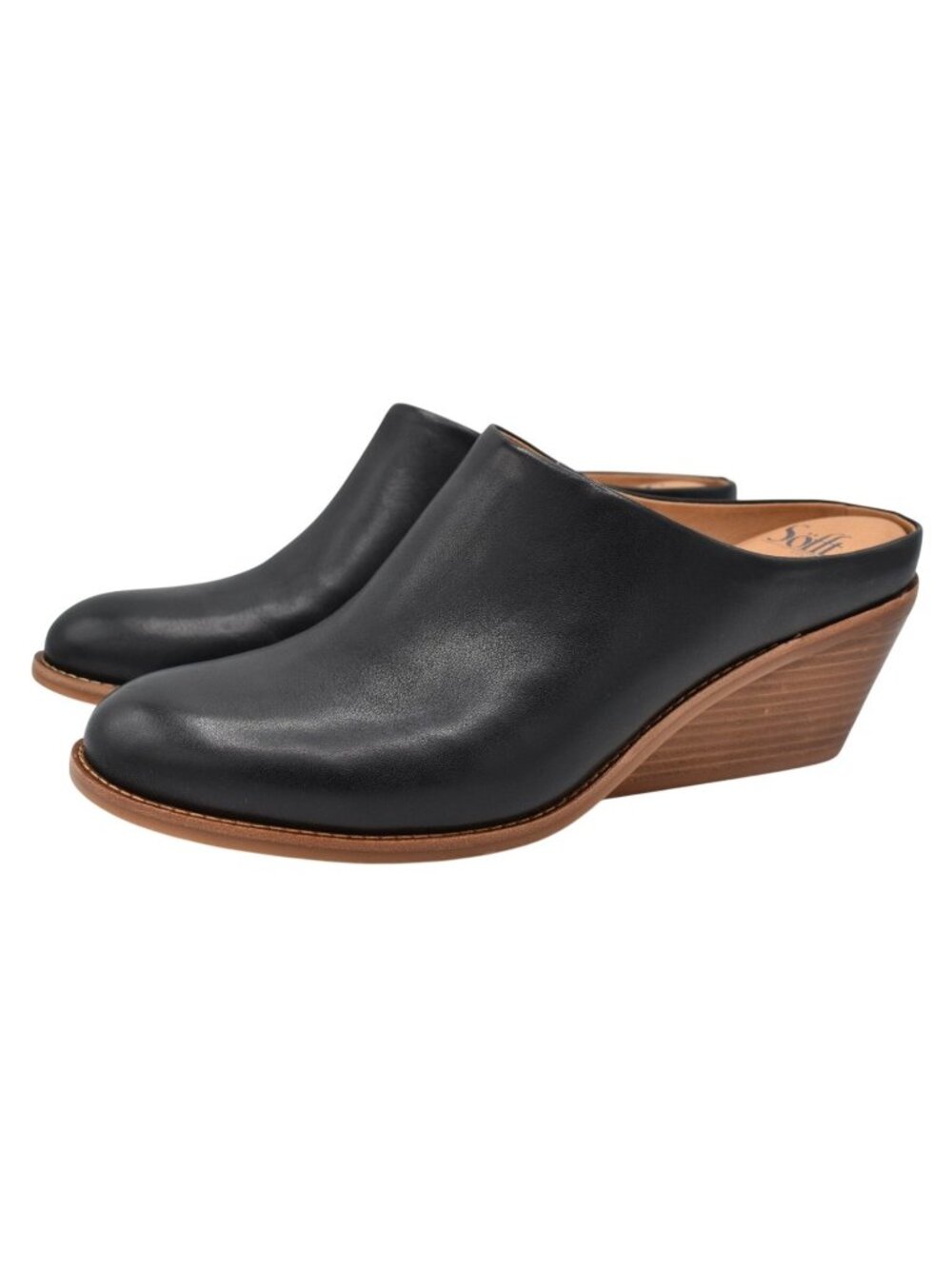 Sofft Womens‎ Size 11 Nicki Black Leather Wedge Shooties Slip On Booties Shoes